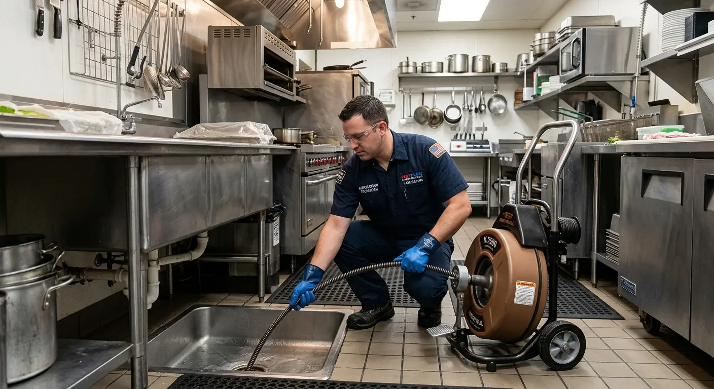 Commercial drain cleaning service in a restaurant kitchen in Hagerstown