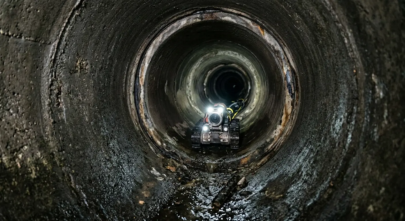 Robotic sewer camera inspecting pipe interior for Sewer Line Repair in Hagerstown